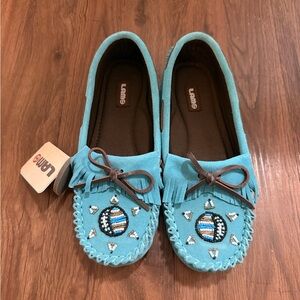 Lamo Blue Moccasins